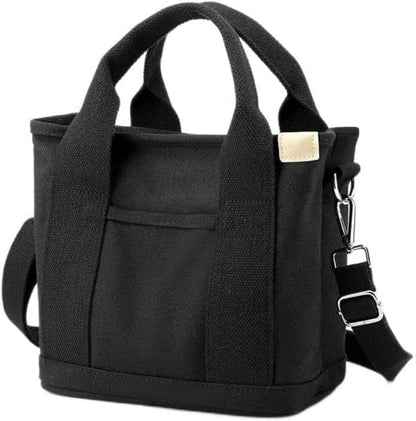 Small Tote Bag with Zipper, Canvas Multi-Pocket Crossbody Bag Shoulder Bag Satchel Hobo Bag