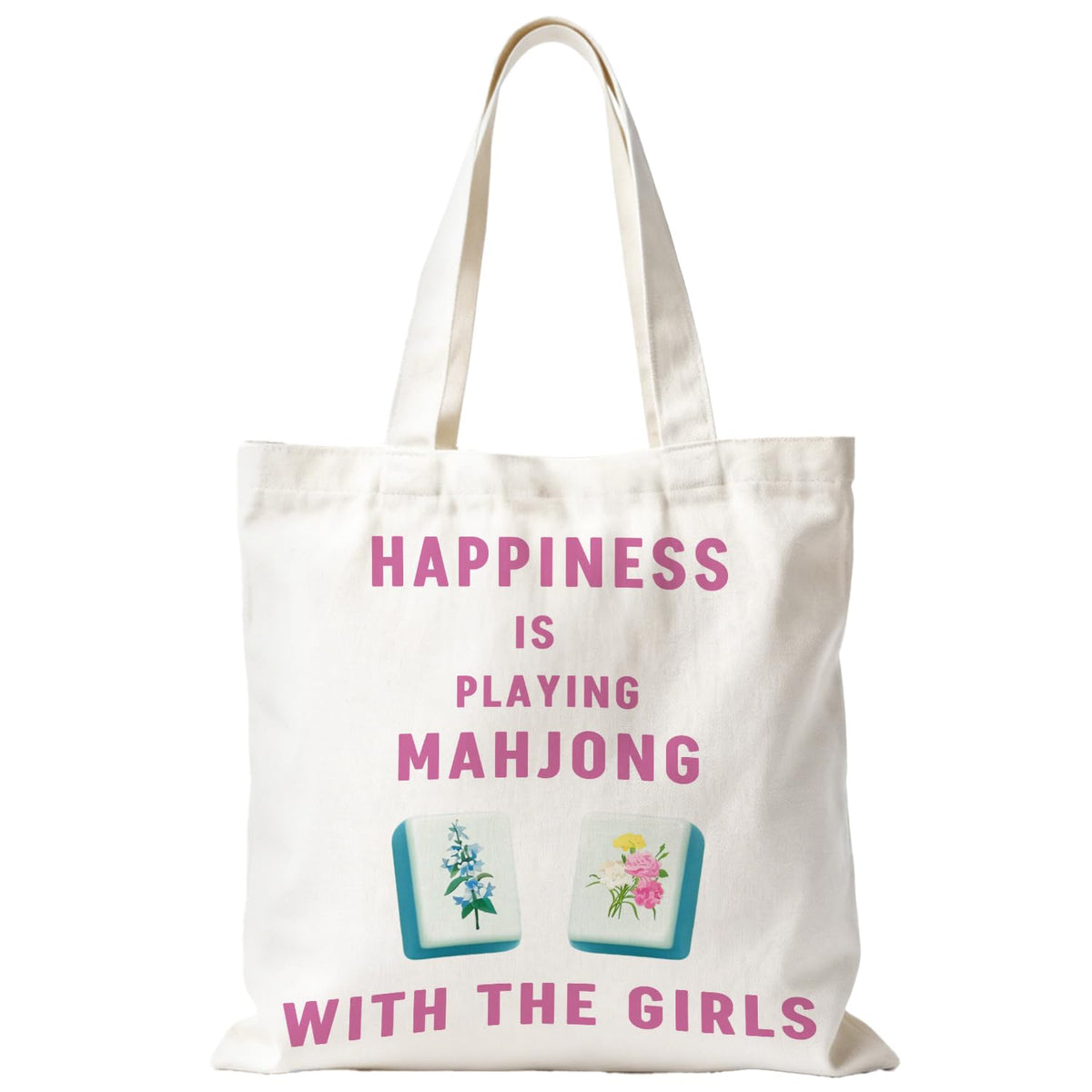 Mahjong Tote Bag for Women, Canvas Gifts and Accessories for Players, Reusable Grocery Beach Everyday Carry Bag