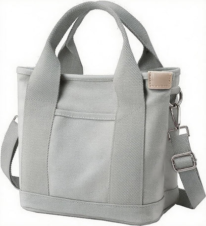 Small Tote Bag with Zipper, Canvas Multi-Pocket Crossbody Bag Shoulder Bag Satchel Hobo Bag