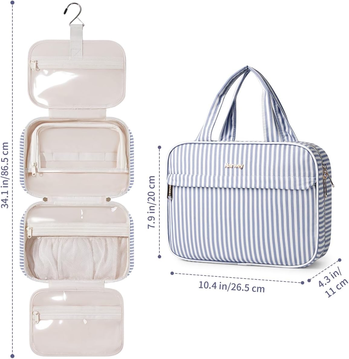 Narwey Hanging Travel Toiletry Bag for Women, Cosmetic Makeup Bag Organizer