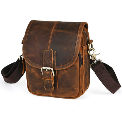 Water Resistant Canvas + Leather Hiking Riding Travel Fanny Waist Pack Small Phone Pouch For Men Women FB811-29 (1168 Brown)