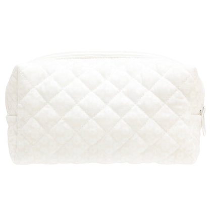 PAZIMIIK Small Quilted Makeup Bag,Zipper Cosmetic Pouch,Grey Floral