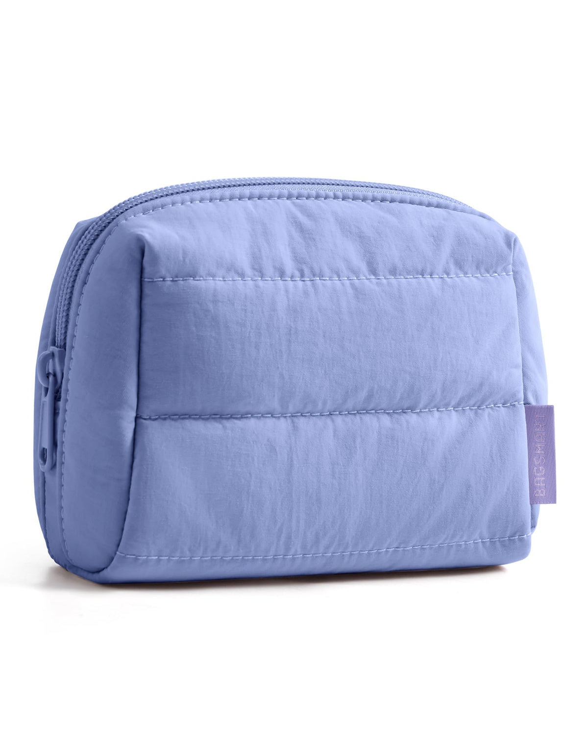 BAGSMART Small Makeup Bag, Puffy Wide-open Zipper Cosmetic Pouch, Pink