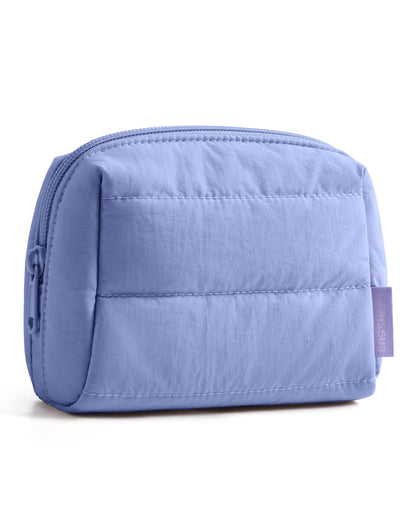 BAGSMART Small Makeup Bag, Puffy Wide-open Zipper Cosmetic Pouch, Pink