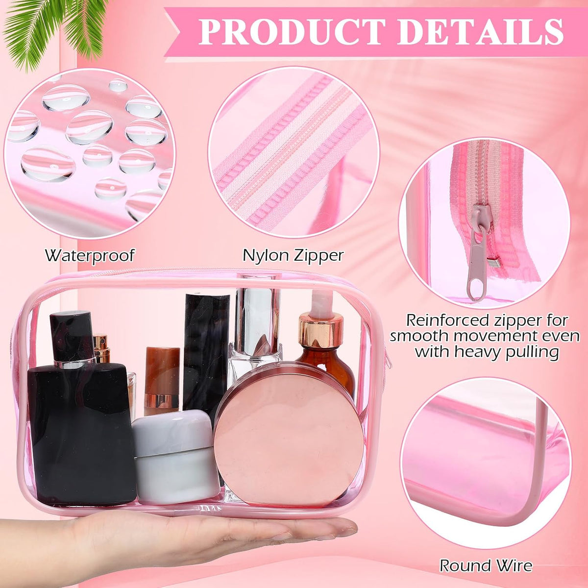 Weewooday 12 Pcs Clear Cosmetic Bags PVC Zipper,None