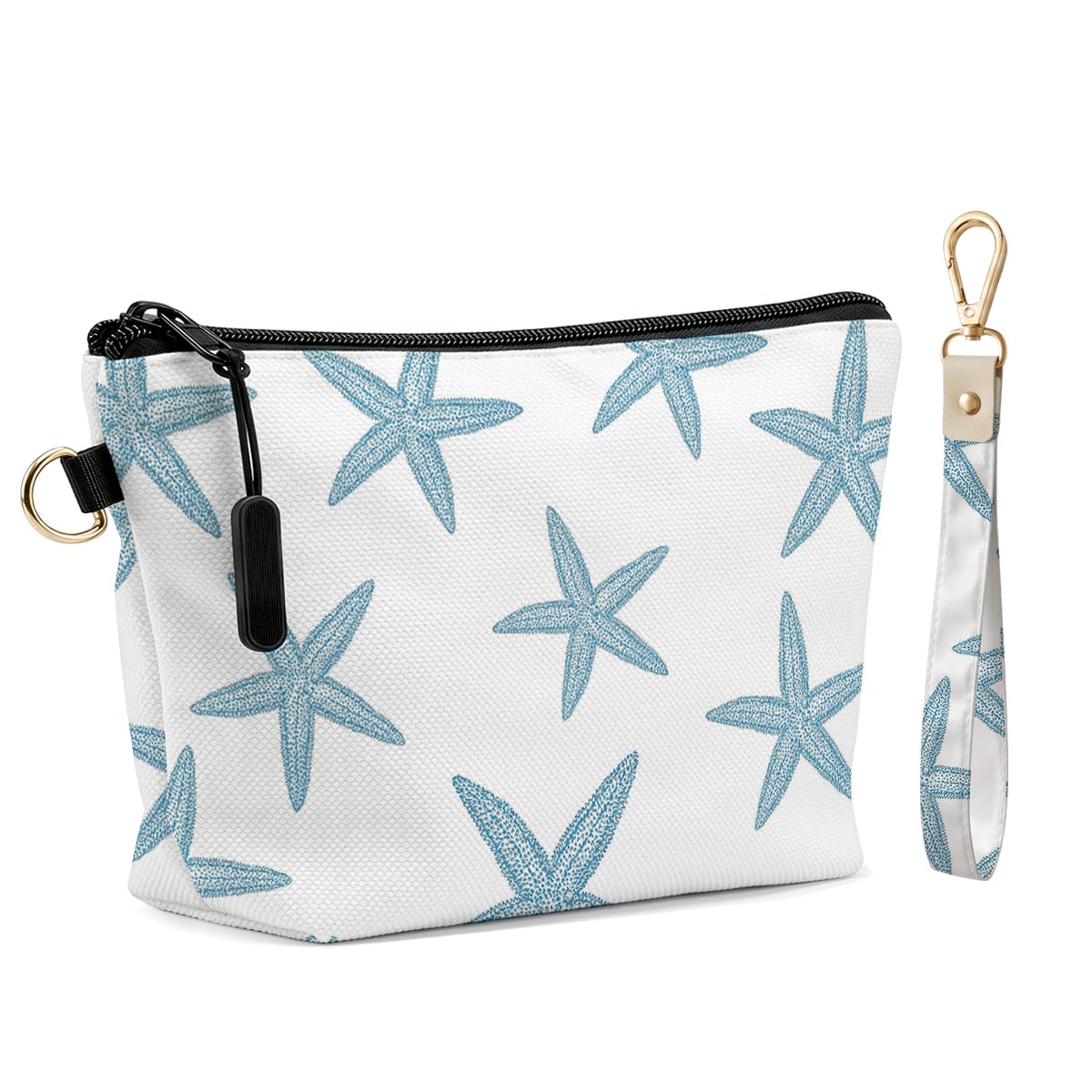 Fokongna Makeup Bag with Matching Keychain Wristlet, Floral Cosmetic Bag