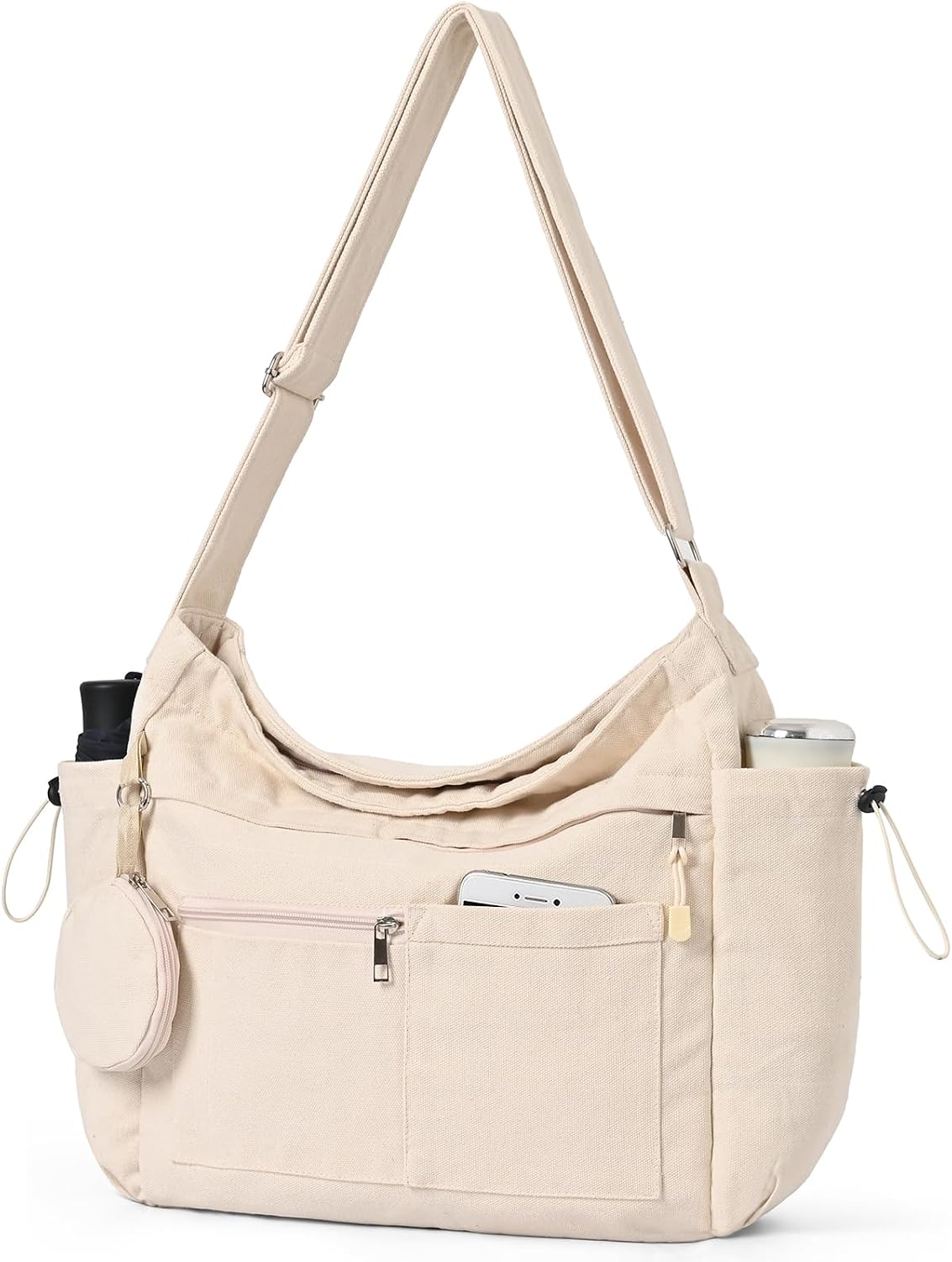 Canvas Hobo Crossbody Tote Bag w/Purse, Messenger Bag for Women Men