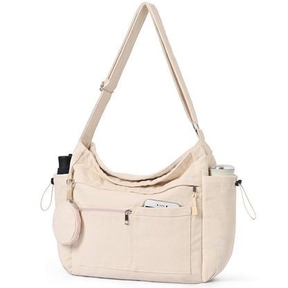 Canvas Hobo Crossbody Tote Bag w/Purse, Messenger Bag for Women Men