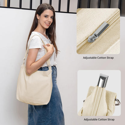 Women's blank large Size Canvas Crossbody Tote Handbags Shoulder Bag Hobo Casual Tote Diy/gifts