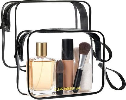 Icramsy Clear Makeup Bag,2 Pack TSA Approved Toiletry Bag for Women & Men