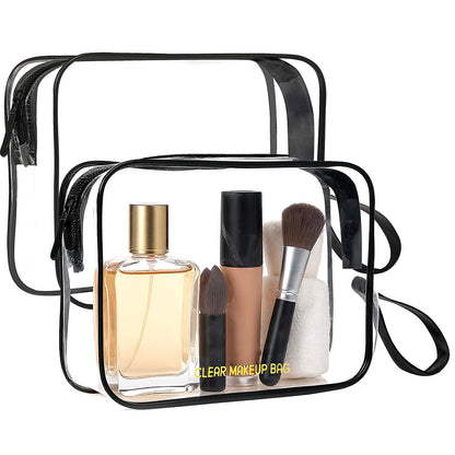 Icramsy Clear Makeup Bag,2 Pack TSA Approved Toiletry Bag for Women & Men