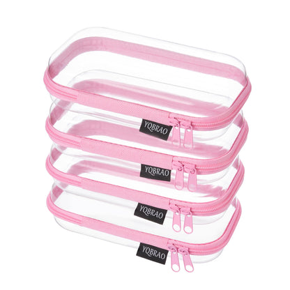 YQBRAO Clear Hard Shell Zipper Cases, 3 Large Travel Organizers, White