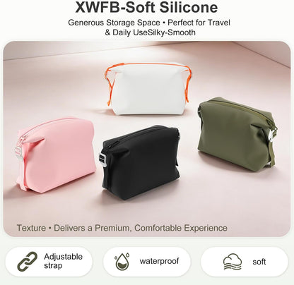 Premium Silicone Toiletry Bag for Men & Women, Compact Leak-Resistant Travel Organizer with Heavy-Duty Zipper, Easy-to-Clean Grooming Bag – Original 6"x 9.84" 4.5L,White