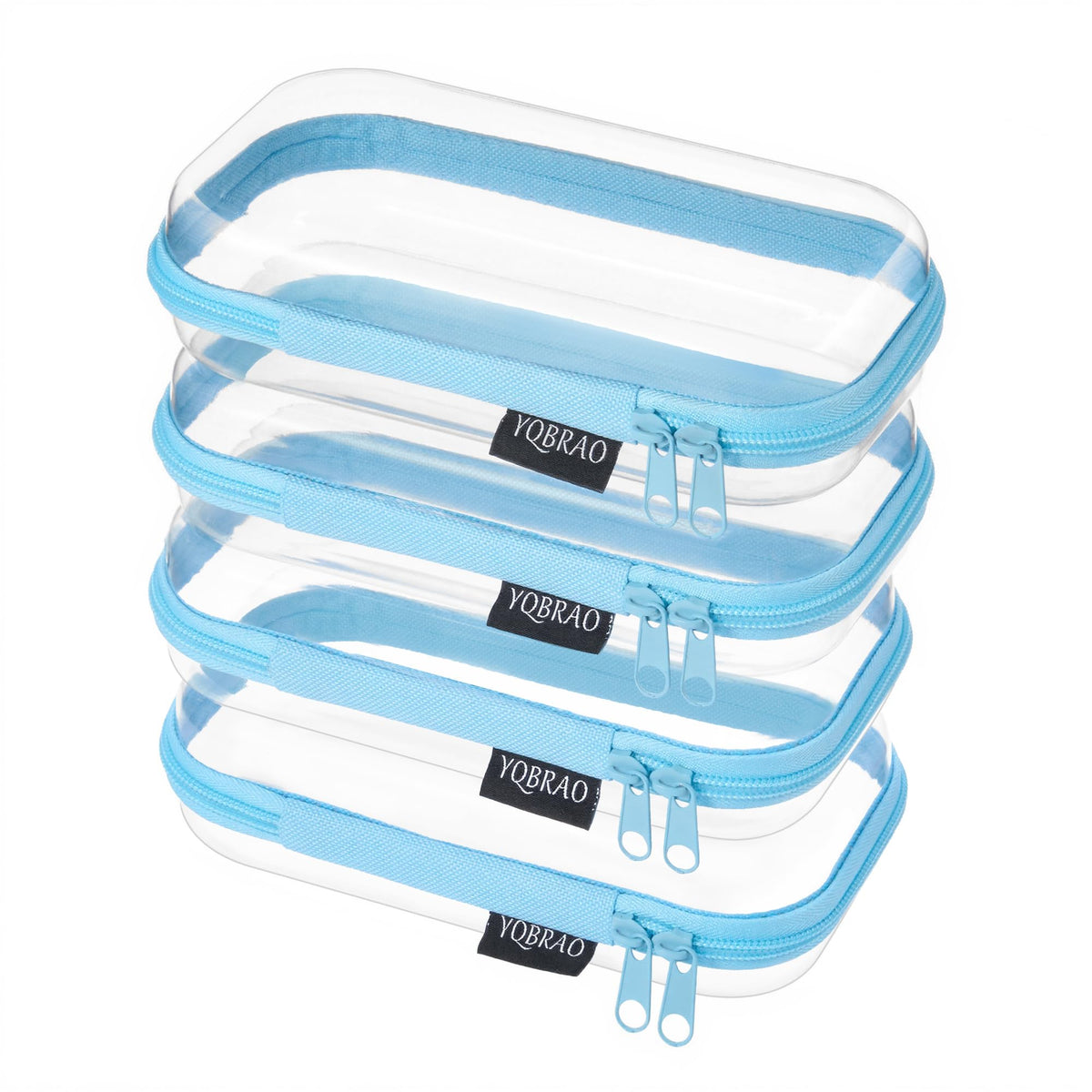 YQBRAO Clear Hard Shell Zipper Cases, 3 Large Travel Organizers, White