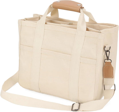 Barsine Messenger Bag for Women and Men, Multi-Pocket & Compartments Everyday Tote, Lightweight Canvas Bible Sturdy Bag