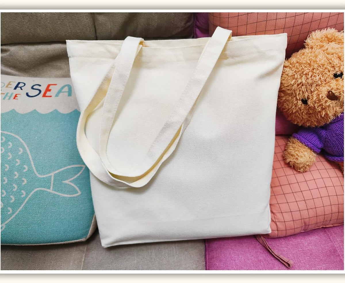 Canvas Tote Bag, Pockets, Zipper, Durable, Lightweight, Cotton Shopping Cloth Bag, Gifts