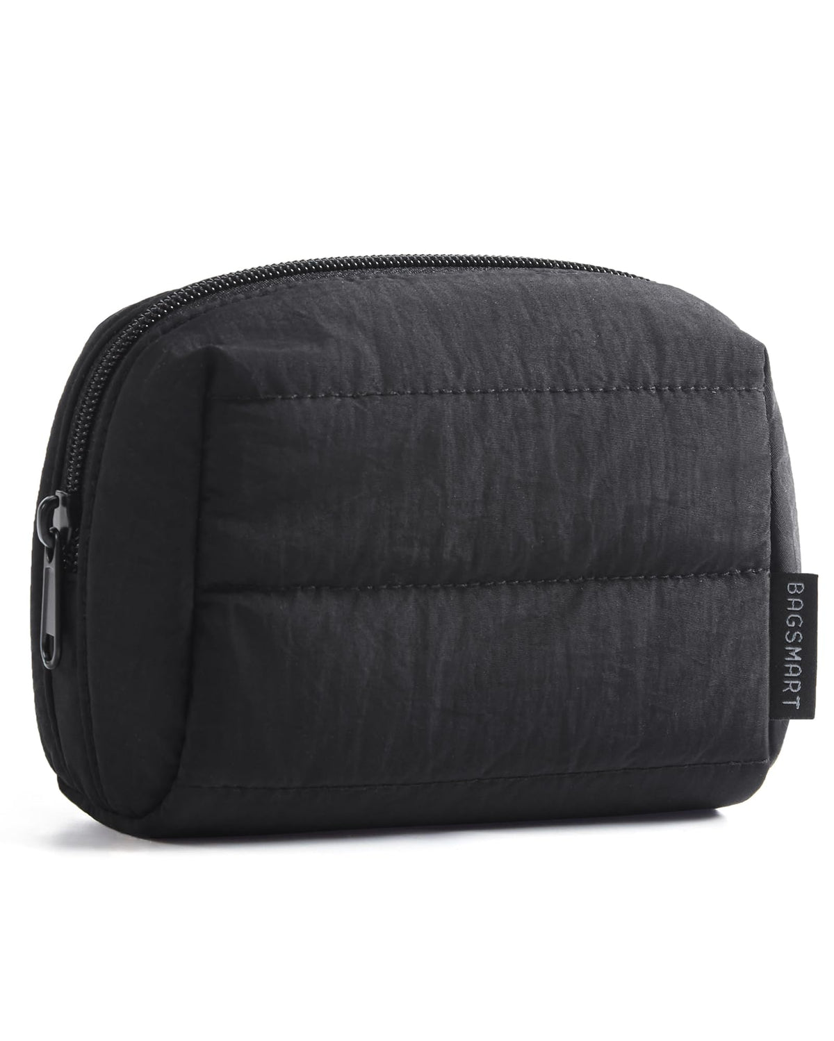 BAGSMART Small Makeup Bag, Puffy Wide-open Zipper Cosmetic Pouch, Pink