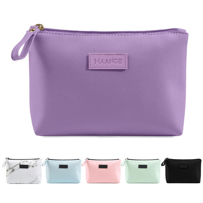 MAANGE Cosmetic Bags for Women Small Makeup Bag for Purse Pu Leather Makeup Pouch Travel Makeup Bag with Zipper Make Up Bag for Travelling