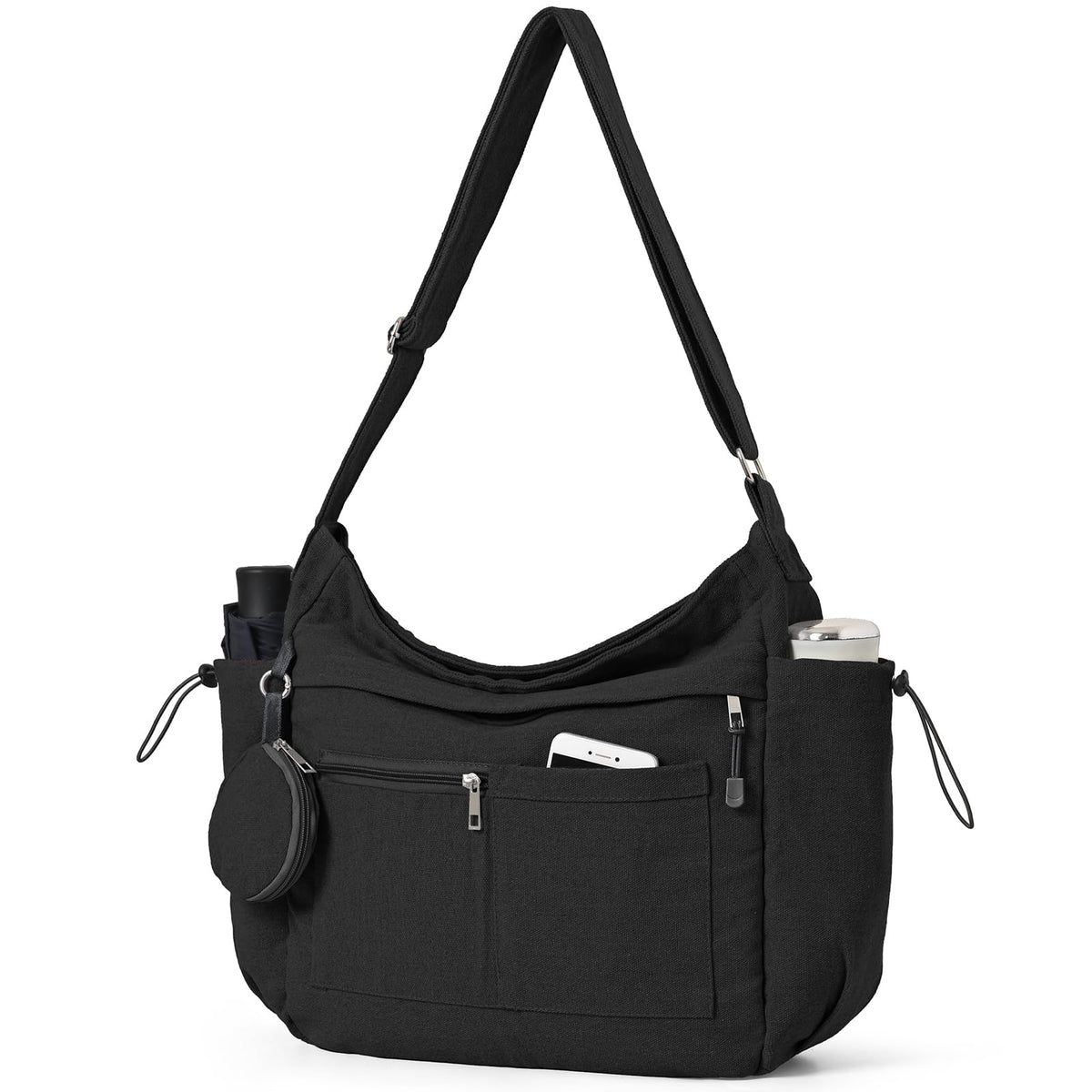 Canvas Hobo Crossbody Tote Bag w/Purse, Messenger Bag for Women Men