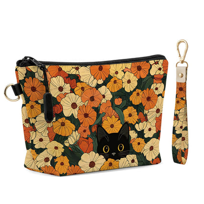 Fokongna Makeup Bag with Matching Keychain Wristlet, Floral Cosmetic Bag