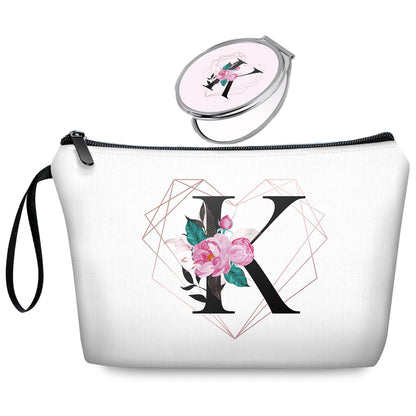 Initial G Bride Gifts for Women – Personalized Letter G Travel Makeup Bag Set with Mirror, Monogram G Cosmetic Pouch for Bridesmaid Maid of Honor Wedding Bridal Shower