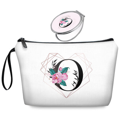 Initial G Bride Gifts for Women – Personalized Letter G Travel Makeup Bag Set with Mirror, Monogram G Cosmetic Pouch for Bridesmaid Maid of Honor Wedding Bridal Shower