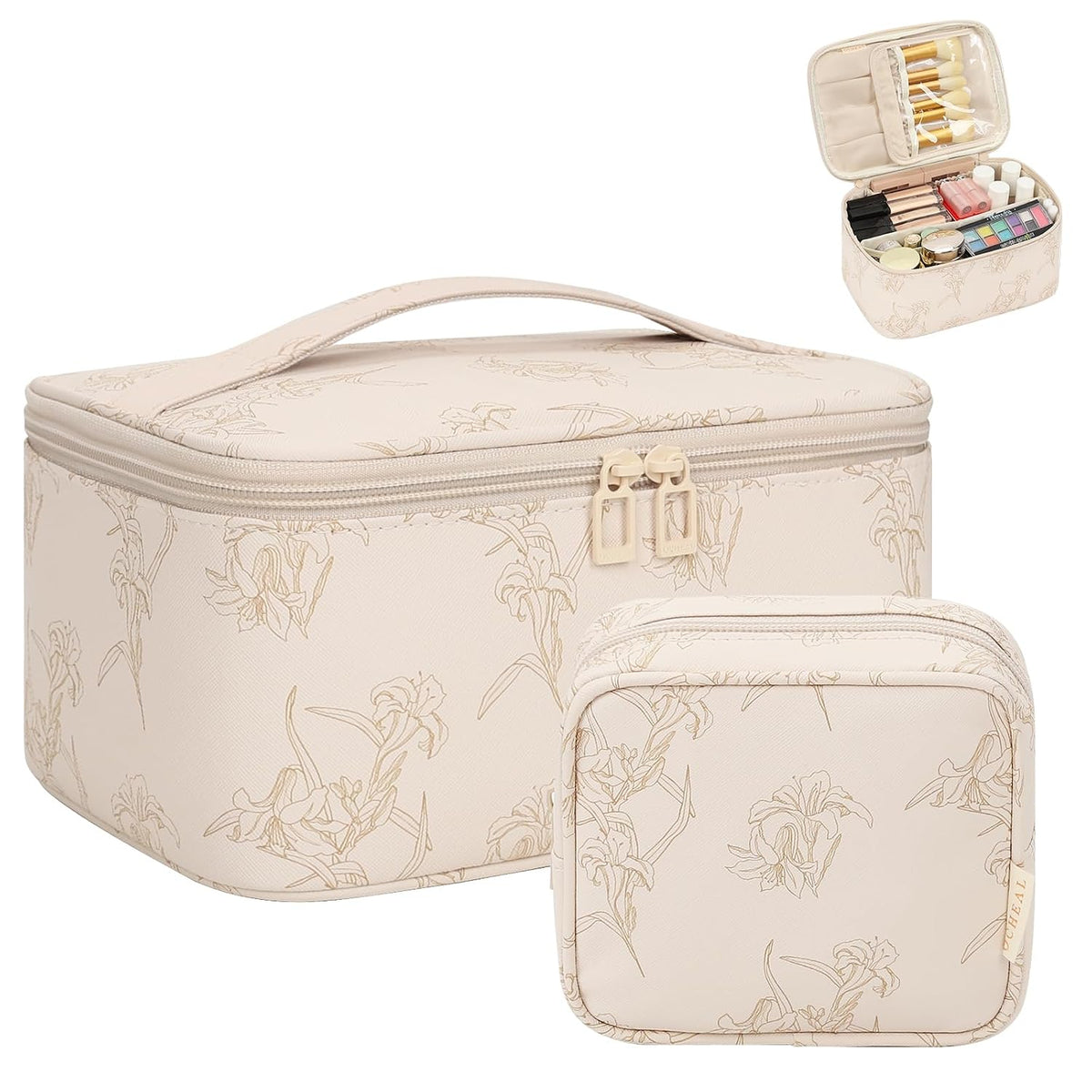 OCHEAL Makeup Bag, Portable Cosmetic Bag Black Make up Case Toiletry Bag