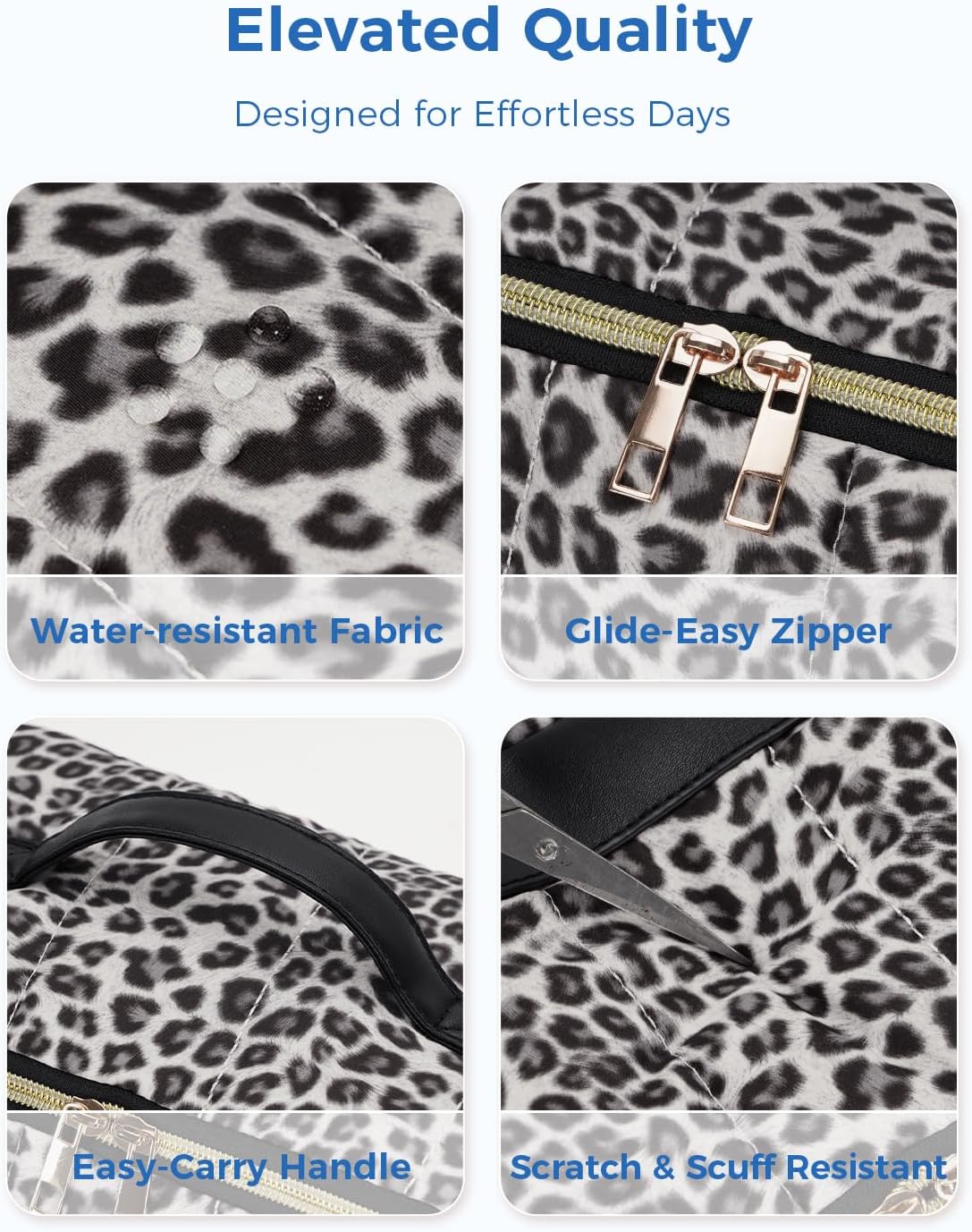 Makeup Bag for Women, Open Flat Puffy Organizer with Wipe-Clean PVC Lining