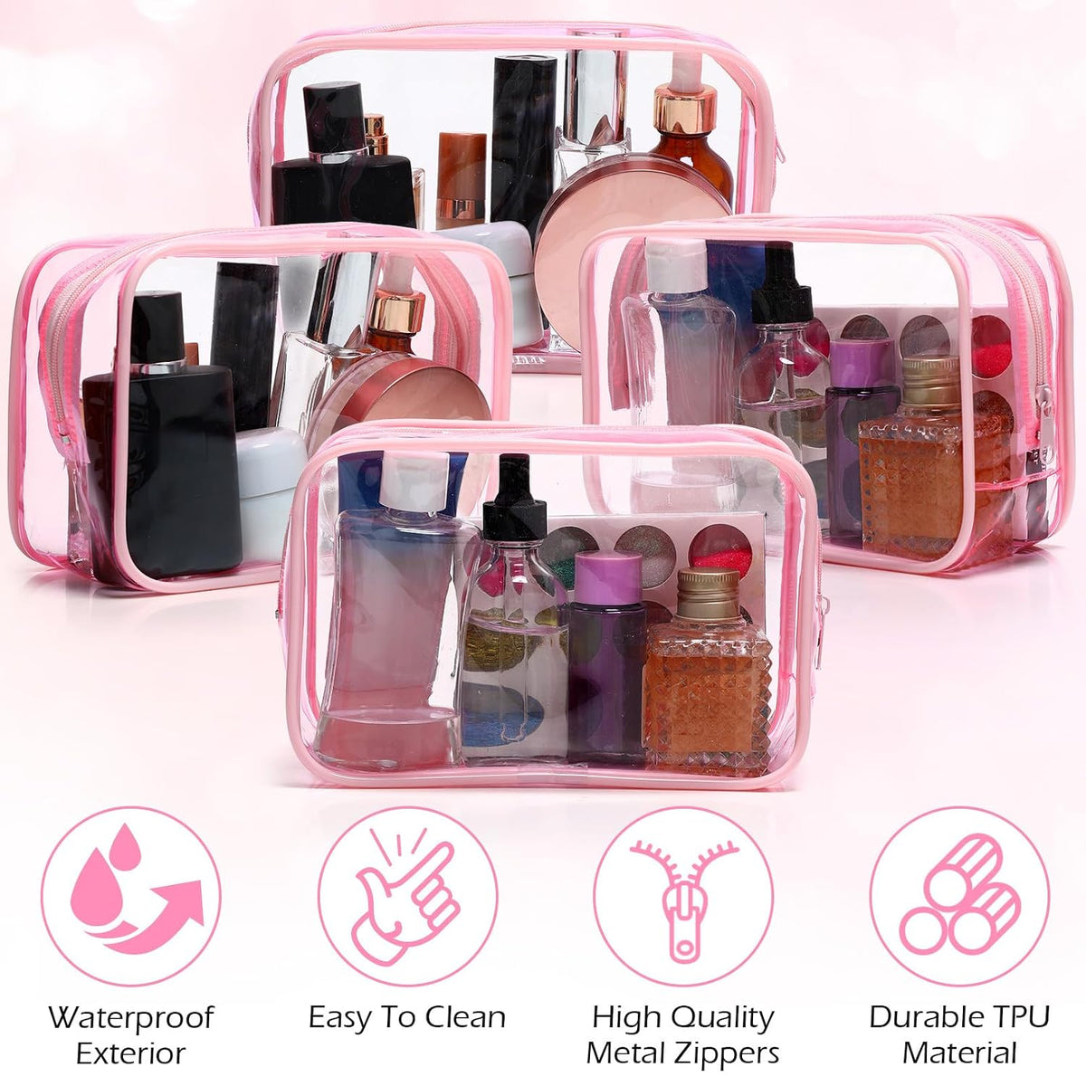 Weewooday 12 Pcs Clear Cosmetic Bags PVC Zipper,None