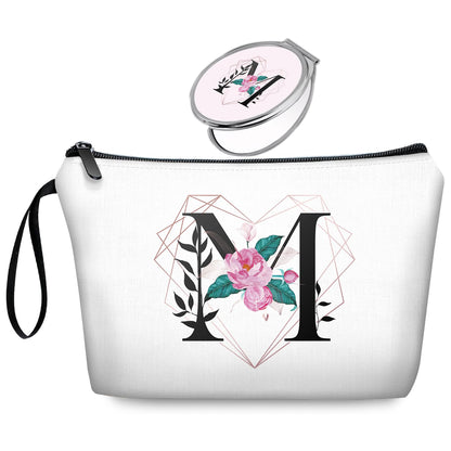 Initial G Bride Gifts for Women – Personalized Letter G Travel Makeup Bag Set with Mirror, Monogram G Cosmetic Pouch for Bridesmaid Maid of Honor Wedding Bridal Shower