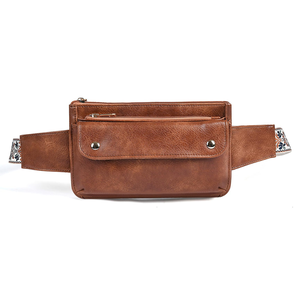 Water Resistant Canvas + Leather Hiking Riding Travel Fanny Waist Pack Small Phone Pouch For Men Women FB811-29 (1168 Brown)