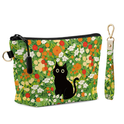 Fokongna Makeup Bag with Matching Keychain Wristlet, Floral Cosmetic Bag