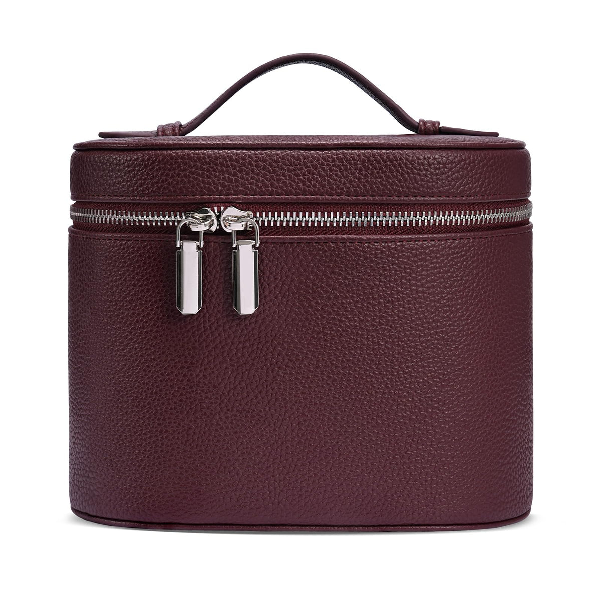 Cosmetic Case, Leather Makeup Bag, Portable Handheld Makeup Case, Detachable Compartments