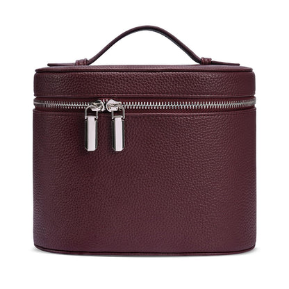 Cosmetic Case, Leather Makeup Bag, Portable Handheld Makeup Case, Detachable Compartments