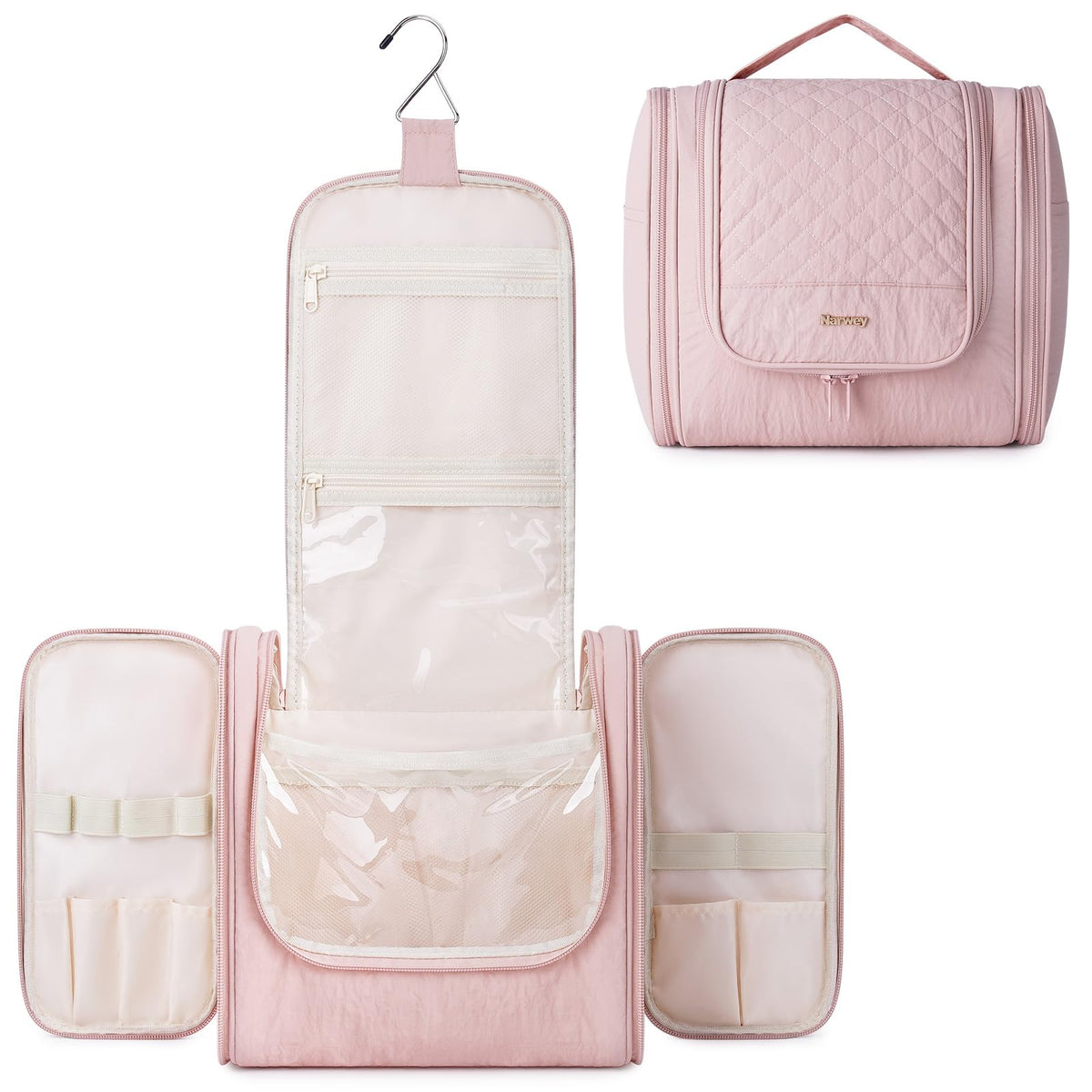 Narwey Hanging Travel Toiletry Bag for Women, Makeup Cosmetic Bag