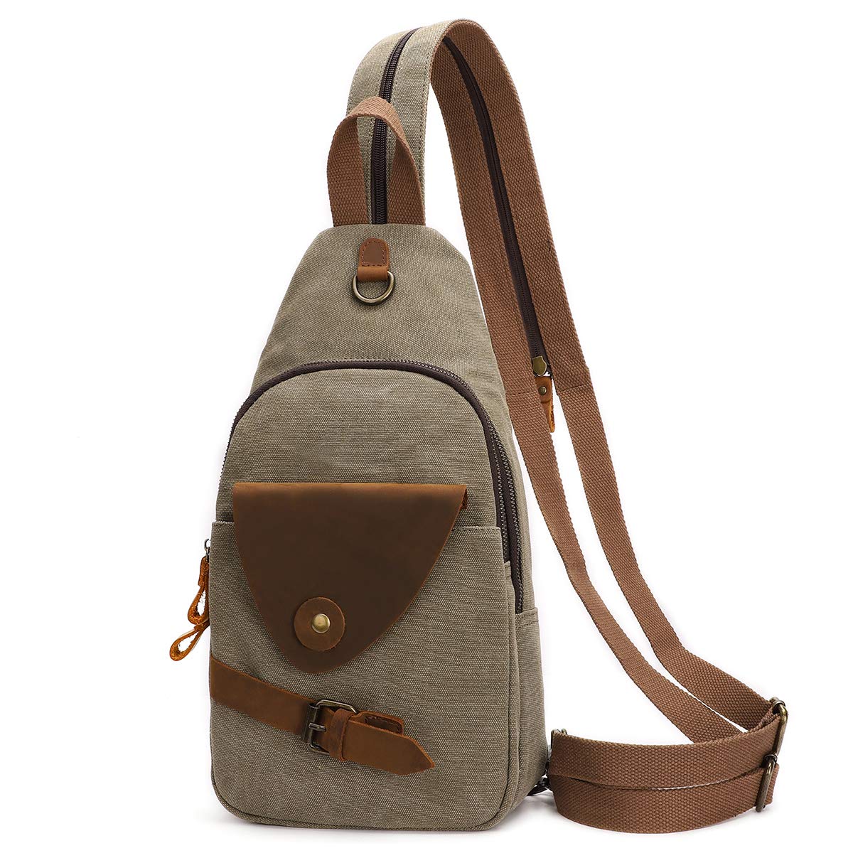 KL928 Canvas Sling Bag Crossbody Backpack Shoulder Casual Rucksack for Men Women,Rust Red