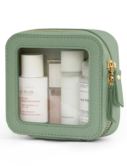 Popvibe Clear Makeup Case White Toiletry Bag Travel Large Clear Cosmetic Bag with Zipper, Big Make Up Bag Organizer Women Traveling TSA Approved Transparent Bag Car for Essentials