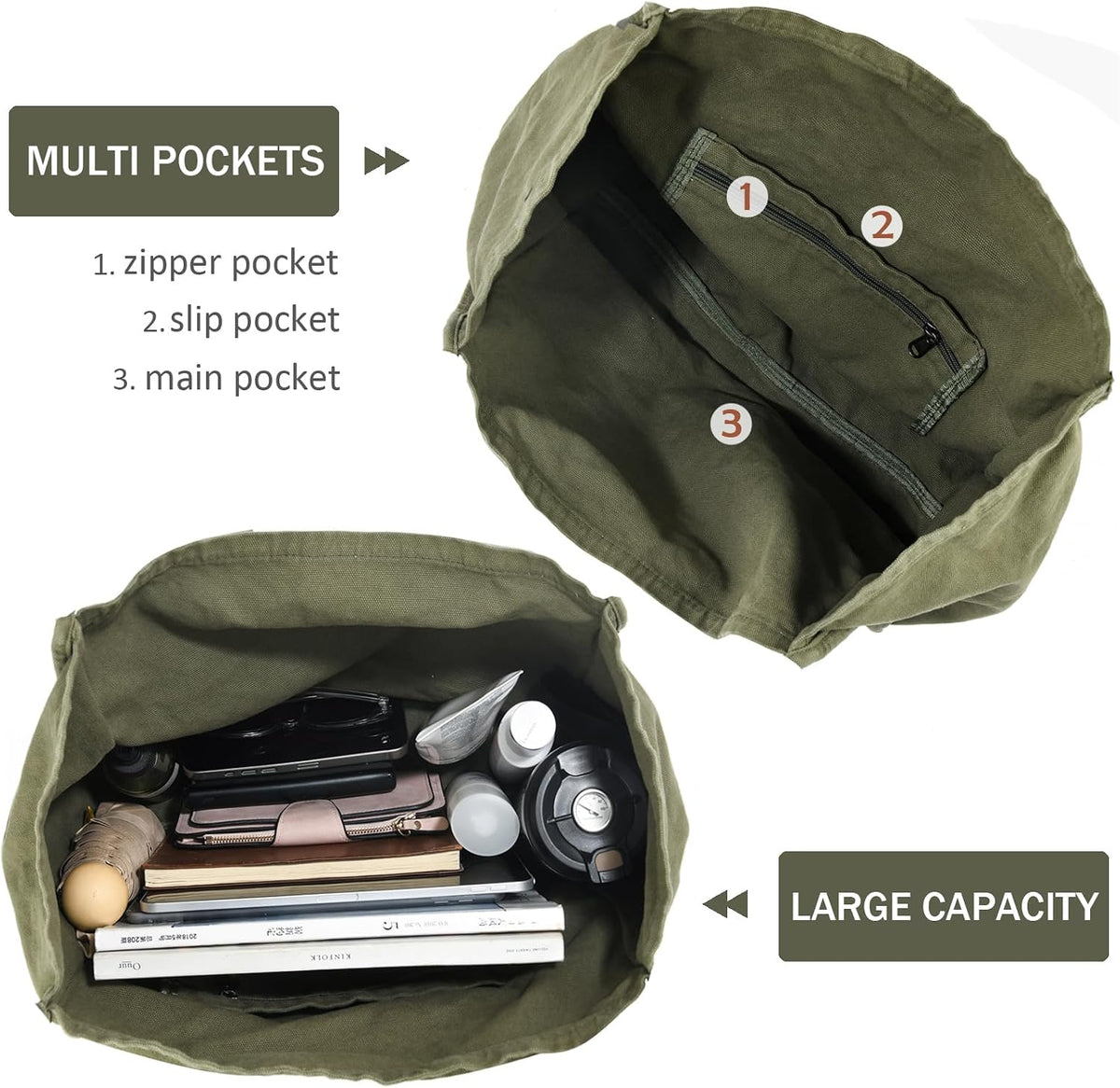 ALUDAPIJU Casual Canvas Tote Bag for Women Large Slouchy Hobo Shoulder Bag for Work Travel Tote Purse Handbags Message Bags