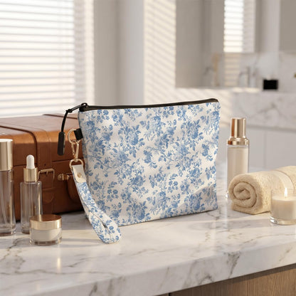 Fokongna Makeup Bag with Matching Keychain Wristlet, Floral Cosmetic Bag