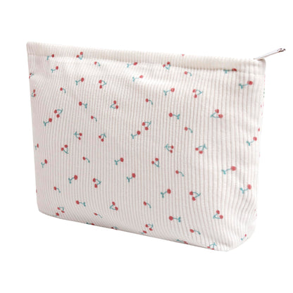 Cosmetic Bags for Women - Corduroy Cosmetic Bag Aesthetic Women Handbags Purses Smile Dots Makeup Organizer Storage Makeup Bag Girls Case Bags (A-Beige)