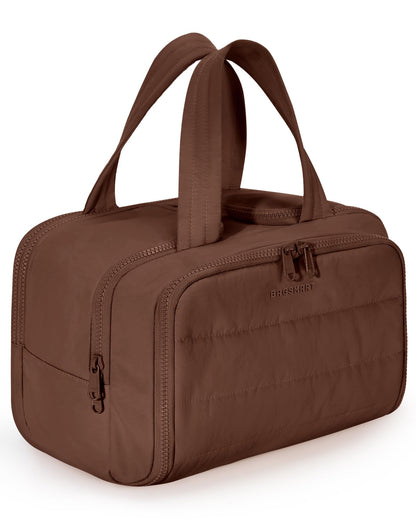 BAGSMART Travel Toiletry Bag, Lightweight Large Wide-open Travel Bag for Women, Puffy Cosmetic Makeup Bag Organizer with Handle for Accessories,Essentials, Toiletries, Dark Pink