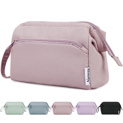 Narwey Travel Makeup Bag Toiletry Bag, Wide Open Cosmetic Bag for Women