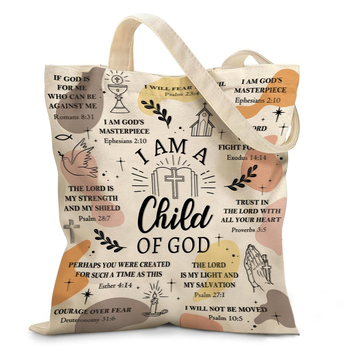 Aesthetic Canvas Tote Bag for Women - with Magnetic Snap Closure & Zipper Inner Pocket Reusable Bag for Shopping