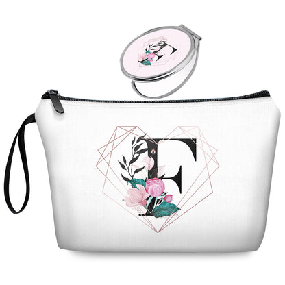 Initial G Bride Gifts for Women – Personalized Letter G Travel Makeup Bag Set with Mirror, Monogram G Cosmetic Pouch for Bridesmaid Maid of Honor Wedding Bridal Shower