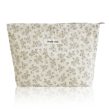 Wudygirl Makeup Bag for Women Travel Cosmetic Bag 10.5"x7.5" Beige