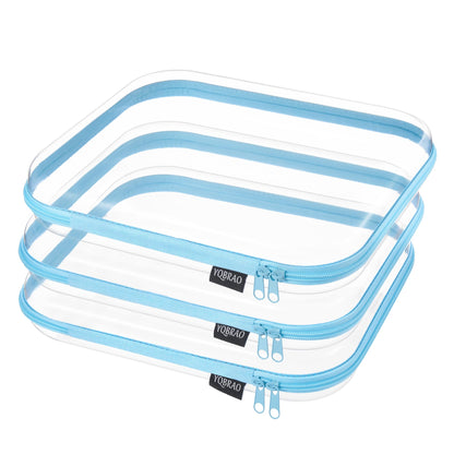 YQBRAO Clear Hard Shell Zipper Cases, 3 Large Travel Organizers, White