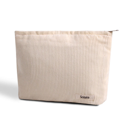 Cosmetic Bags for Women - Corduroy Cosmetic Bag Aesthetic Women Handbags Purses Smile Dots Makeup Organizer Storage Makeup Bag Girls Case Bags (A-Beige)