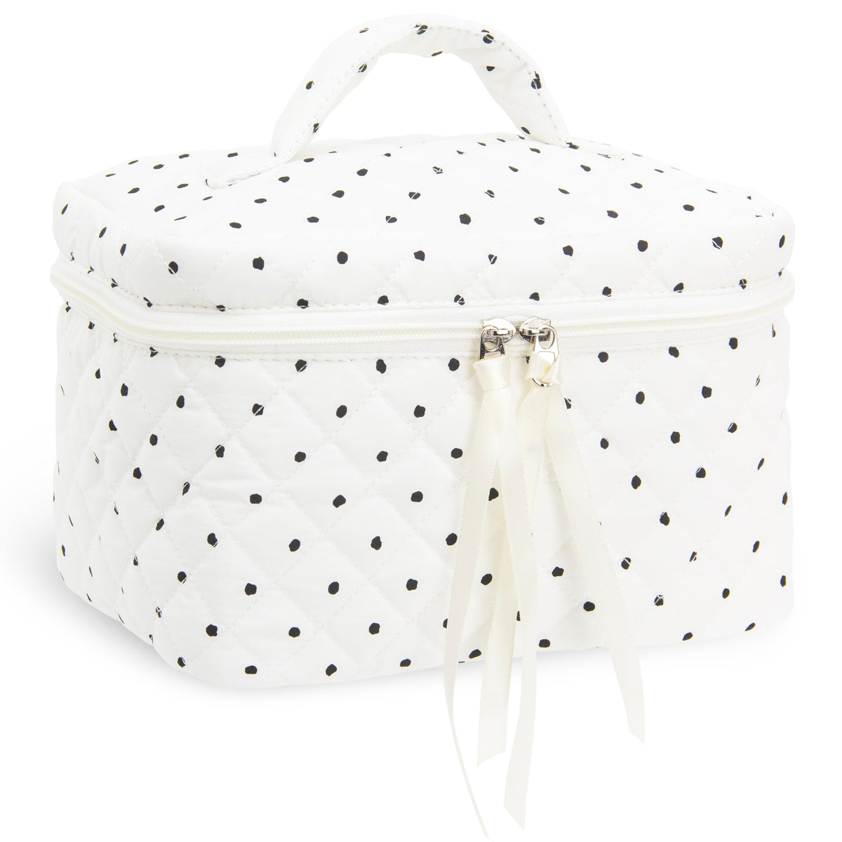 Quilted Makeup Bag for Women, Travel Cosmetic&Toiletry Bag,Gauze Heart