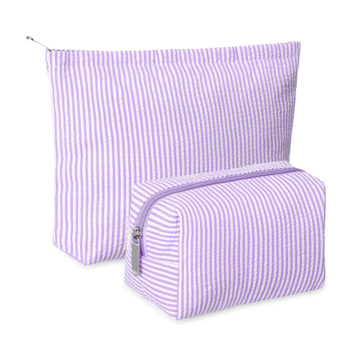 Huhumy 2 Pcs Makeup Bag Set for Women, Khaki, Thin Stripe