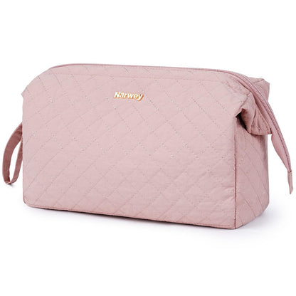 Narwey Travel Makeup Bag Toiletry Bag, Wide Open Cosmetic Bag for Women